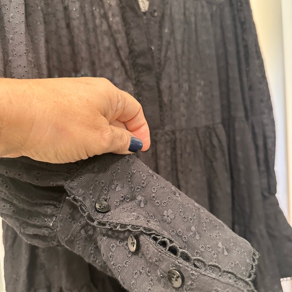 Black Eyelet Long Sleeve Dress - Picture 3 of 6